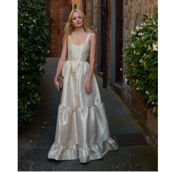 V.Chapman The Avery Dress in Taupe Duchess - Picture 2 of 4